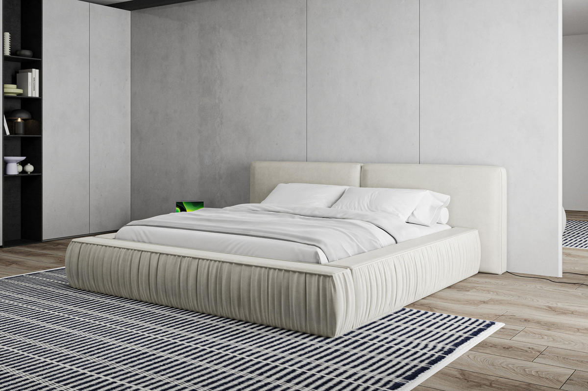 POLSTERBETT - Bett 08 - 180x200 - Beige (Riviera 21) - Beige, Holzwerkstoff (180/200cm) - Möblo