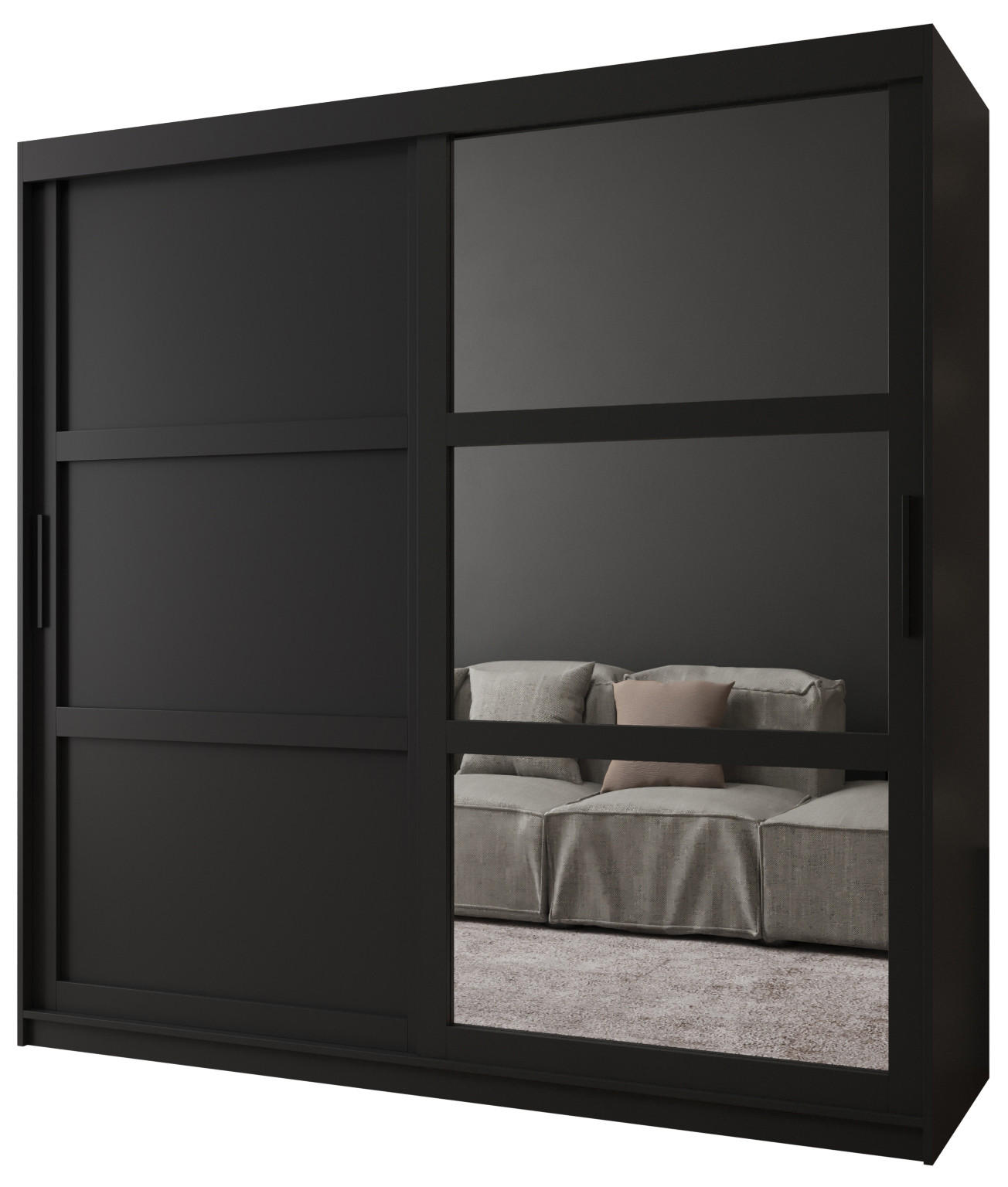 SCHWEBETÜRENSCHRANK 200/200/62 2-türig - Schwarz, Holz/Kunststoff (200/200/62cm) - MÖBEL KRYSPOL