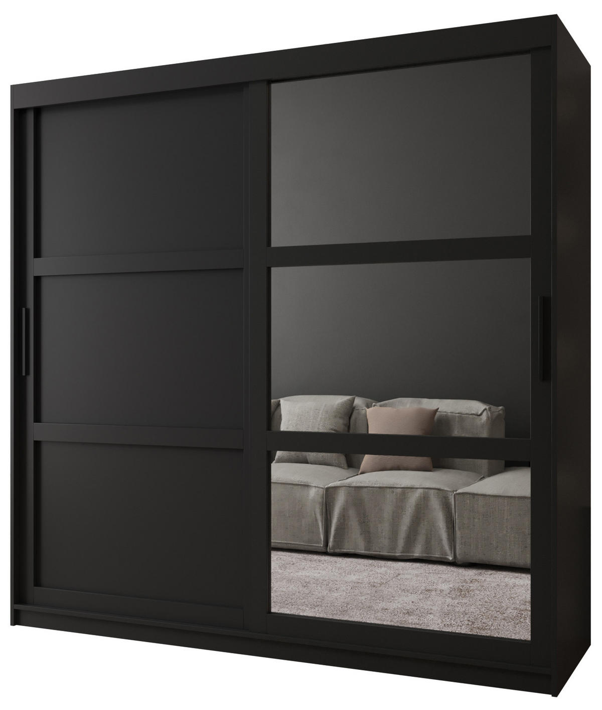 SCHWEBETÜRENSCHRANK 200/200/62 2-türig - Schwarz, Holz/Kunststoff (200/200/62cm) - MÖBEL KRYSPOL