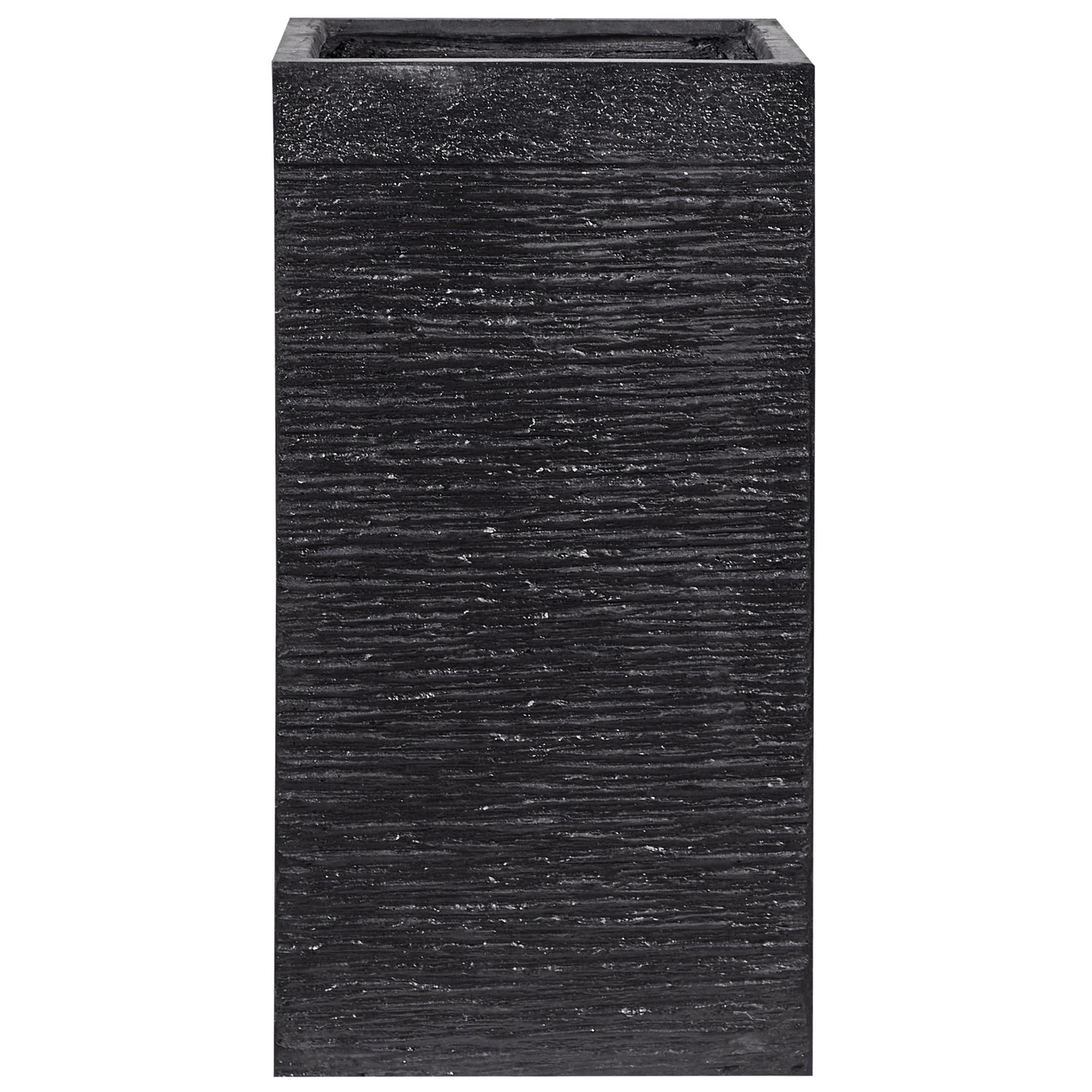 BLUMENTOPF schwarz quadratisch 40/40/77 cm Dion - Schwarz, Naturmaterialen (77cm) - Beliani