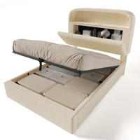 POLSTERBETT 90/200 cm mit hydraulischem Bettkasten, LED & USB/Type-C, Samt Beige - Beige, Textil (90/200cm) - Redom
