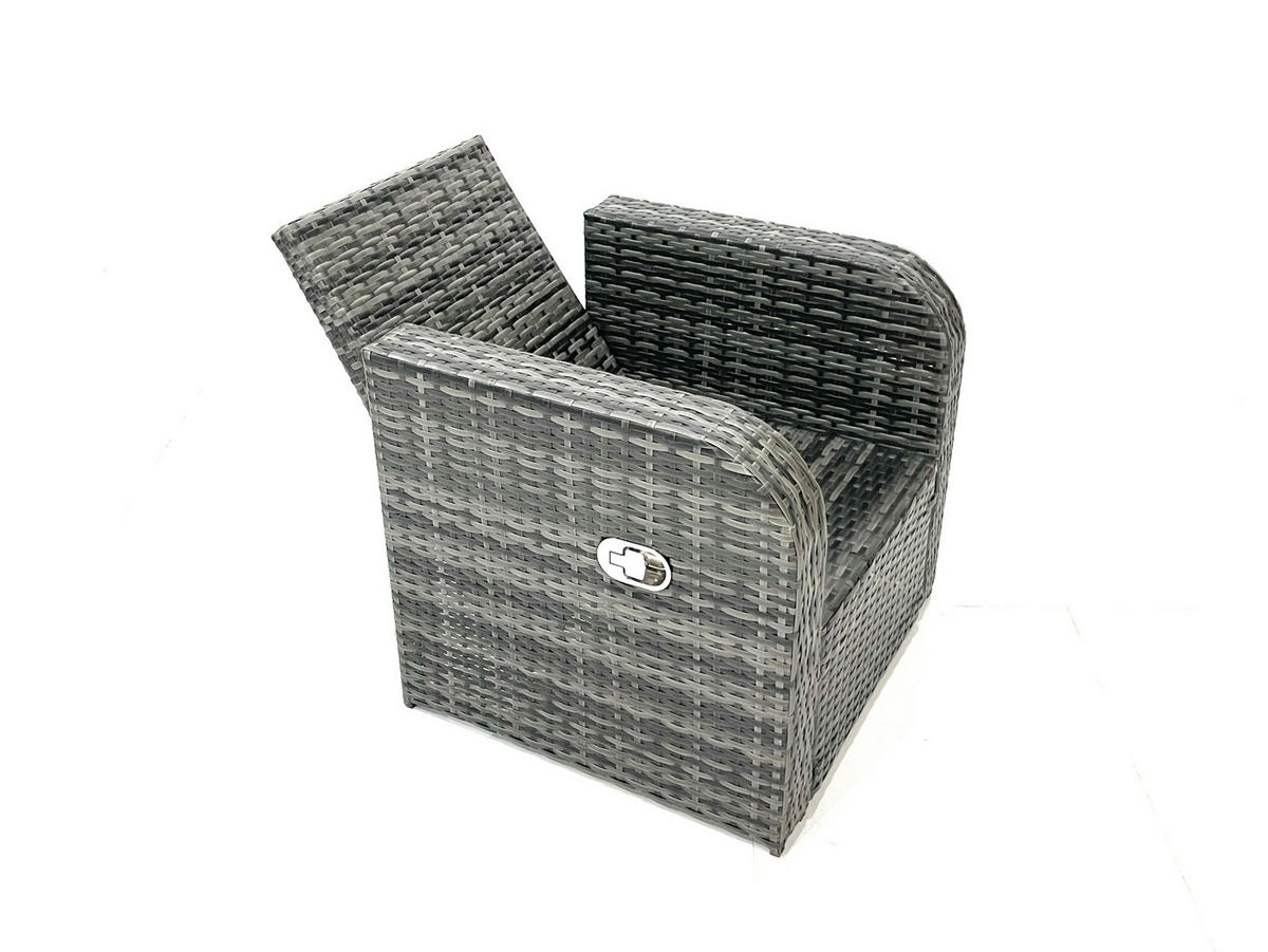 GARTENMÖBEL SET mit COUCHTISCH Polyrattan Dunkelgrau 4-Sitzer - Dunkelgrau/Grau, Glas/Kunststoff - Fimous