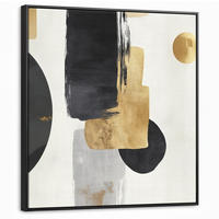 LEINWAND Bilder mit Rahmen - Gold - Rechtecke - Kreise - Abstrakt - 90x90 - Weiß, Textil (90/90cm) - MuchoWow