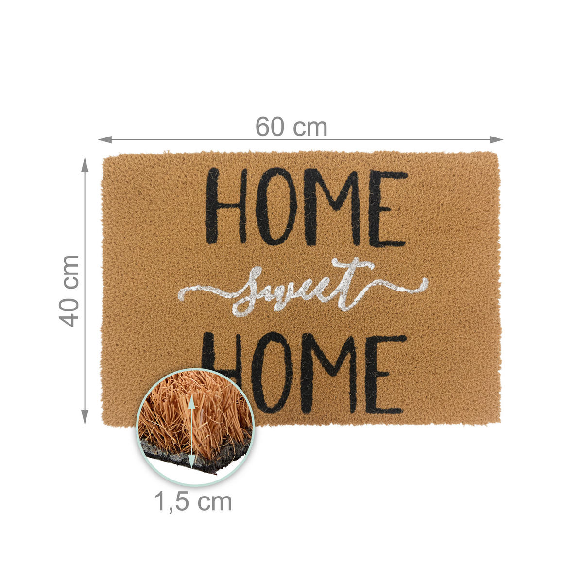 FUSSMATTE - Hellbraun, Kunststoff/Textil (60/40cm) - Relaxdays