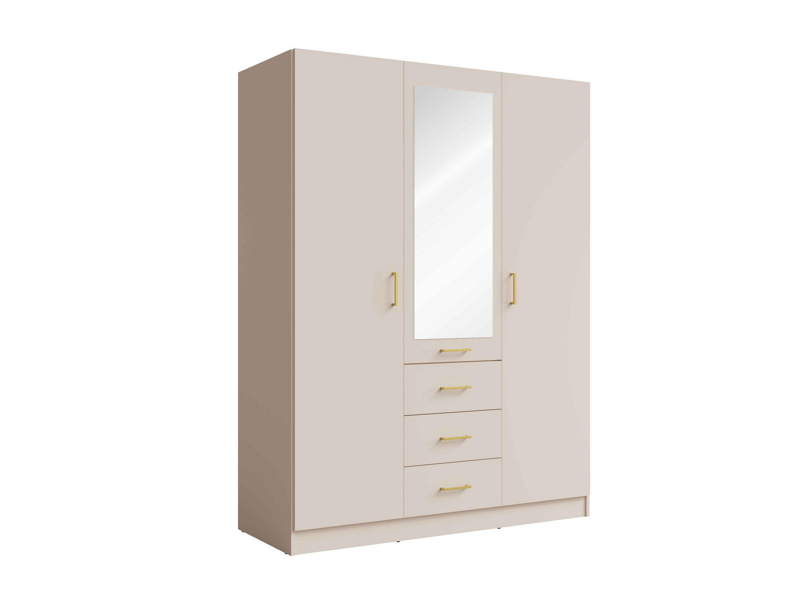 DREHTÜRENSCHRANK NEVARIS 150,5/200,5/58cm 3-türig mit Spiegel Sandbeige - Sandfarben, Holzwerkstoff (150.5/200.5/58cm) - MASSENO