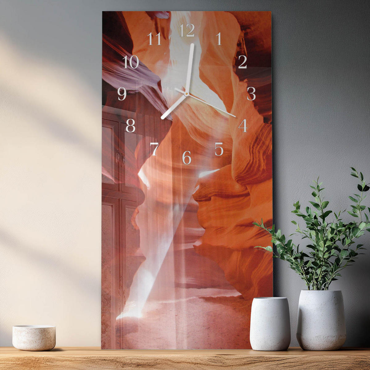 WANDUHR 30x60 cm - Gänseblümchen - Orange, Glas (30/60/0.4cm) - TULUP