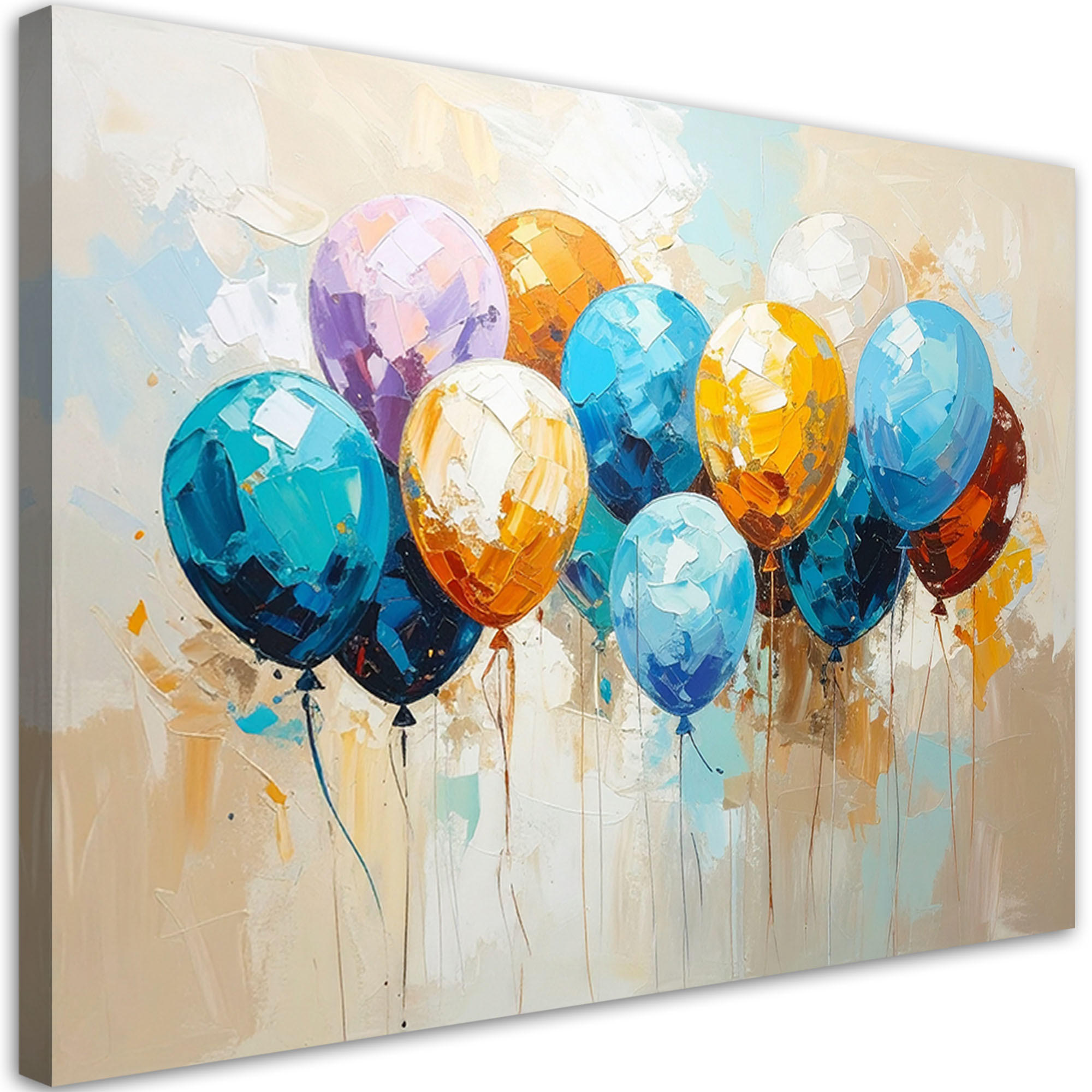 LEINWANDBILD Bunte Luftballons 90x60cm - Multicolor, Textil (90/60cm) - Feeby