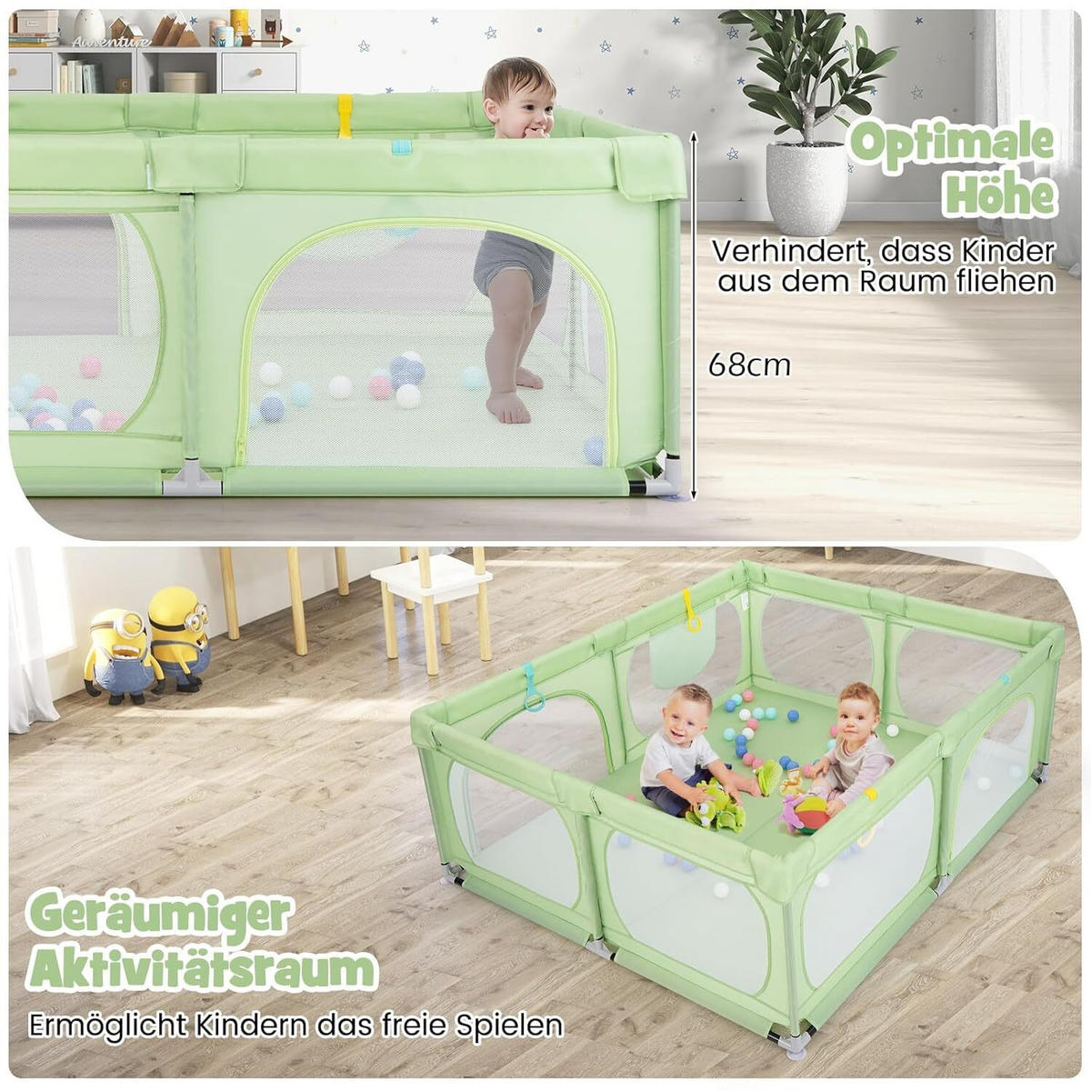 LAUFGITTER 69cm Grün - Grün, Metall (158/189cm) - COSTWAY