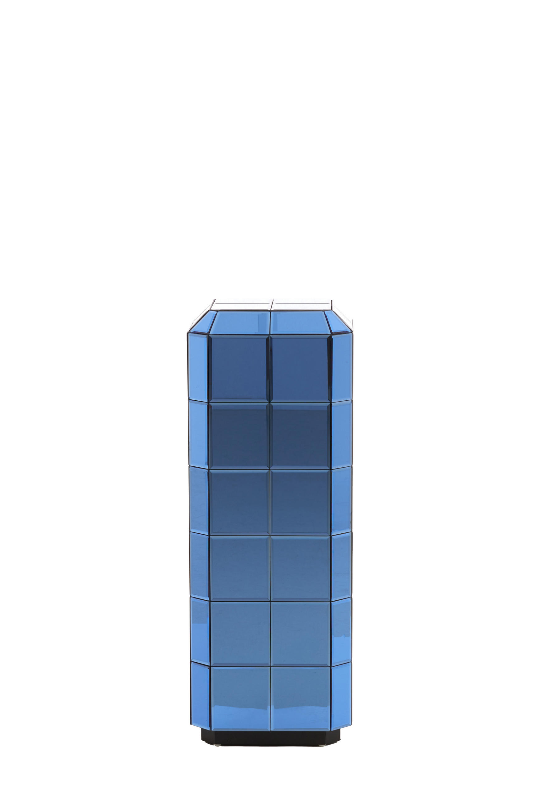 BLUMENSÄULE Luciano Blau 30/30/80 cm - Blau, Glas (30/30/80cm) - Light & Living