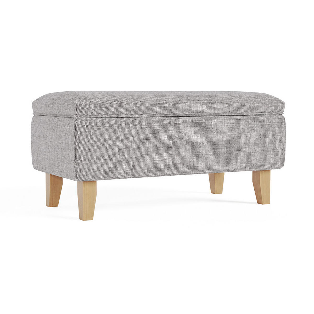 POLSTERHOCKER 71/37/34 cm Stauraum Holzbeine Leinen Hellgrau - Hellgrau, Holz/Textil (71/34/37cm) - Livingandhome