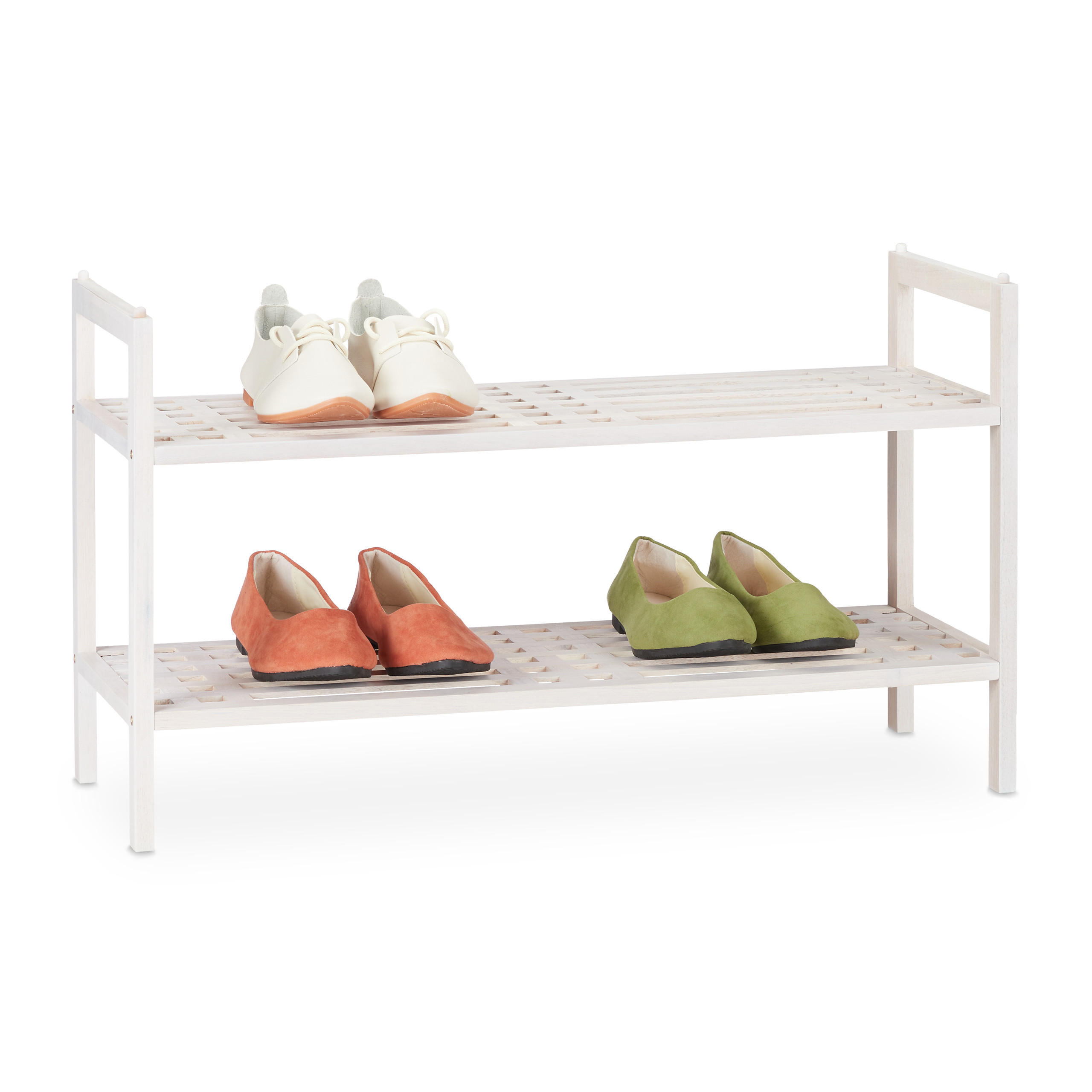 SCHUHREGAL - Weiß, Holz (69/41/27cm) - Relaxdays
