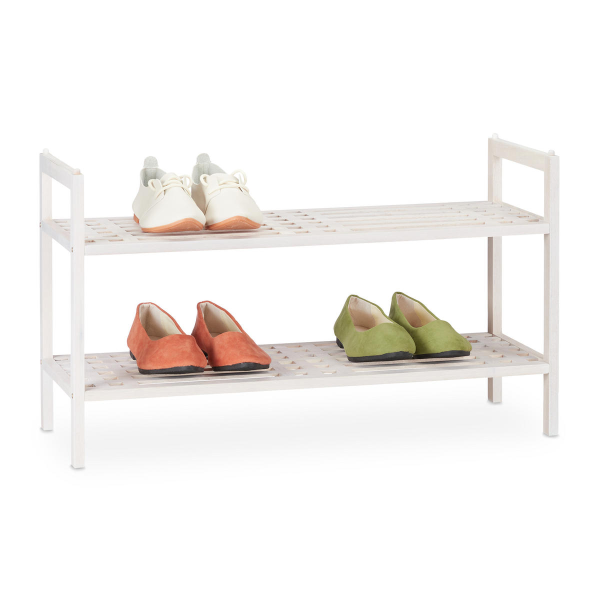 SCHUHREGAL - Weiß, Holz (69/41/27cm) - Relaxdays