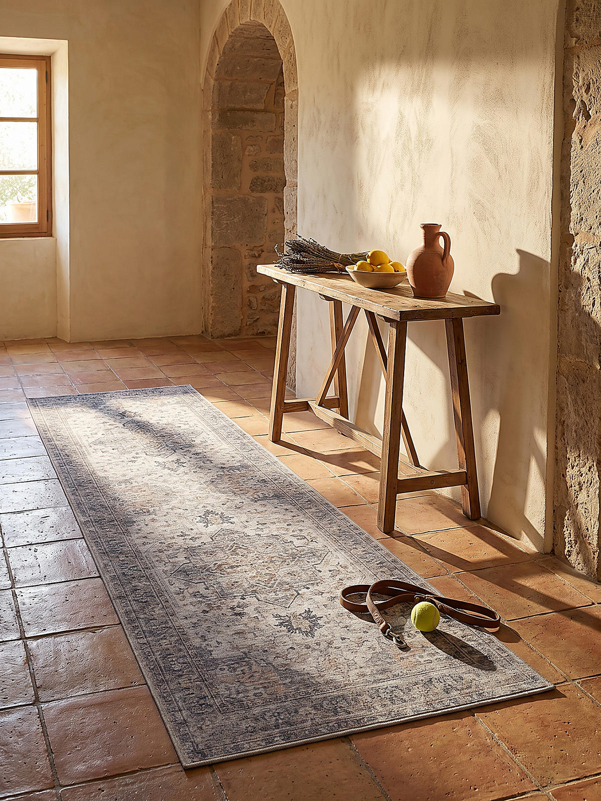 LÄUFER waschbar, mit Medaillon, VERNANTE in Beige-Grau, 80 x 150 cm - Beige, Textil (80/150cm) - KADIMA DESIGN