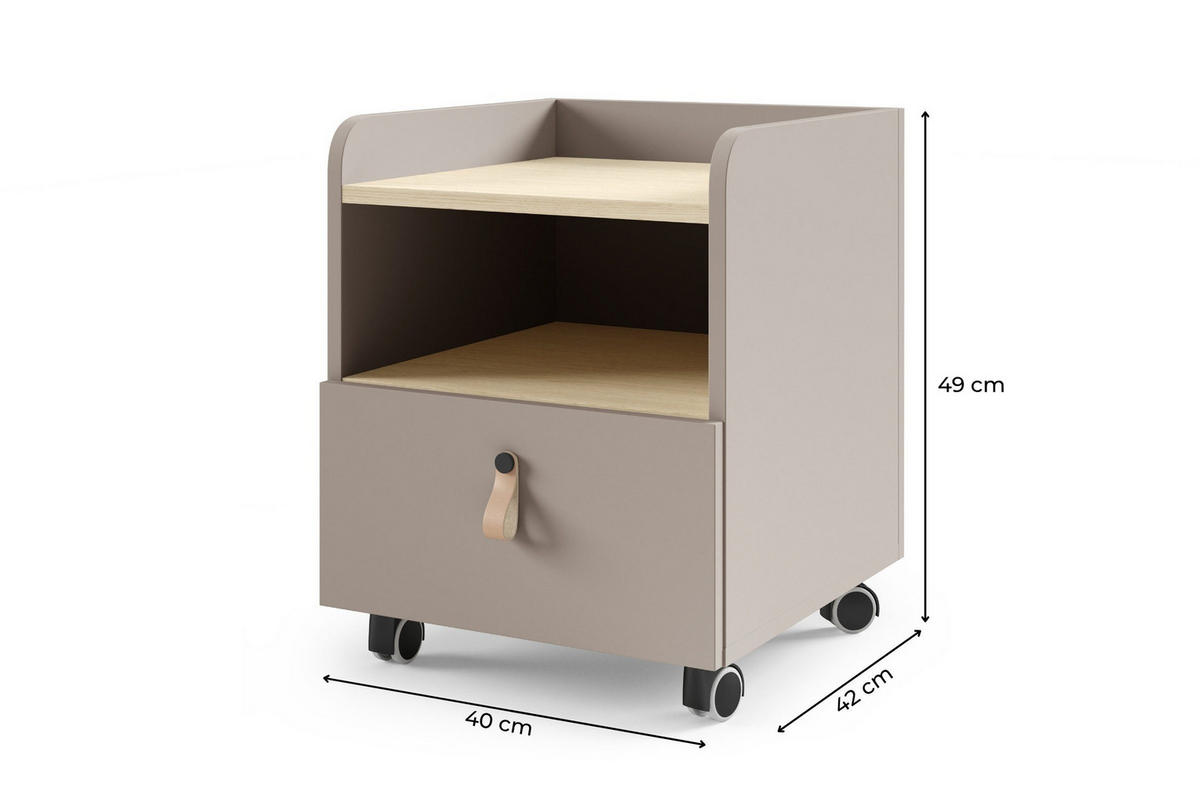 ROLLCONTAINER SOVI 17 40 / 49 / 42 cm in Porcini / Eiche Mavelie - Greige/Eichefarben, Holzwerkstoff (40/49/42cm) - Deine Möbel 24