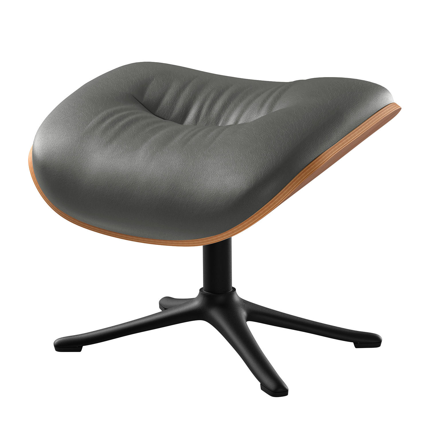 POLSTERHOCKER - Schwarz/Grau, Leder/Metall (44/39/42cm) - home24