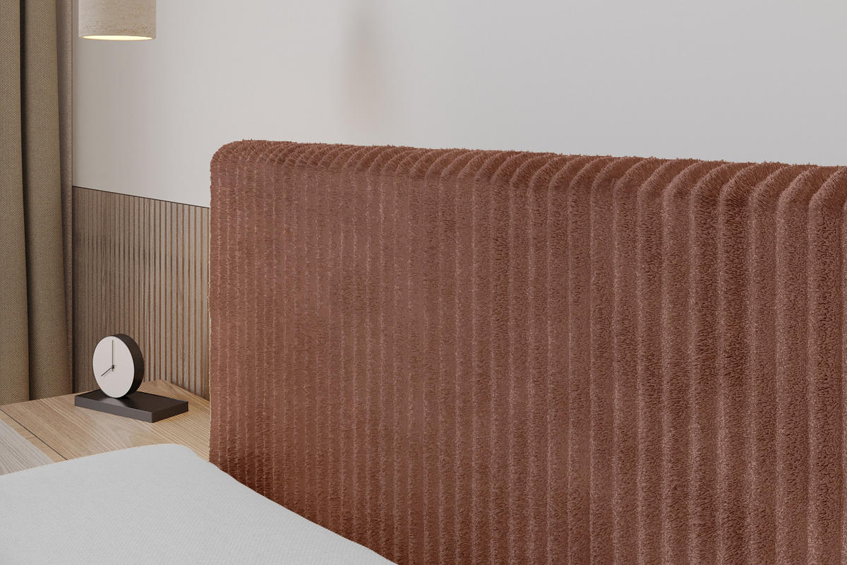 BOXBETT mit Matratze H4 und Lattenrost - TOLO-Z - 120x200 Cord - Ziegelrot - Rostfarben, Holzwerkstoff (120/200cm) - ALTDECOR