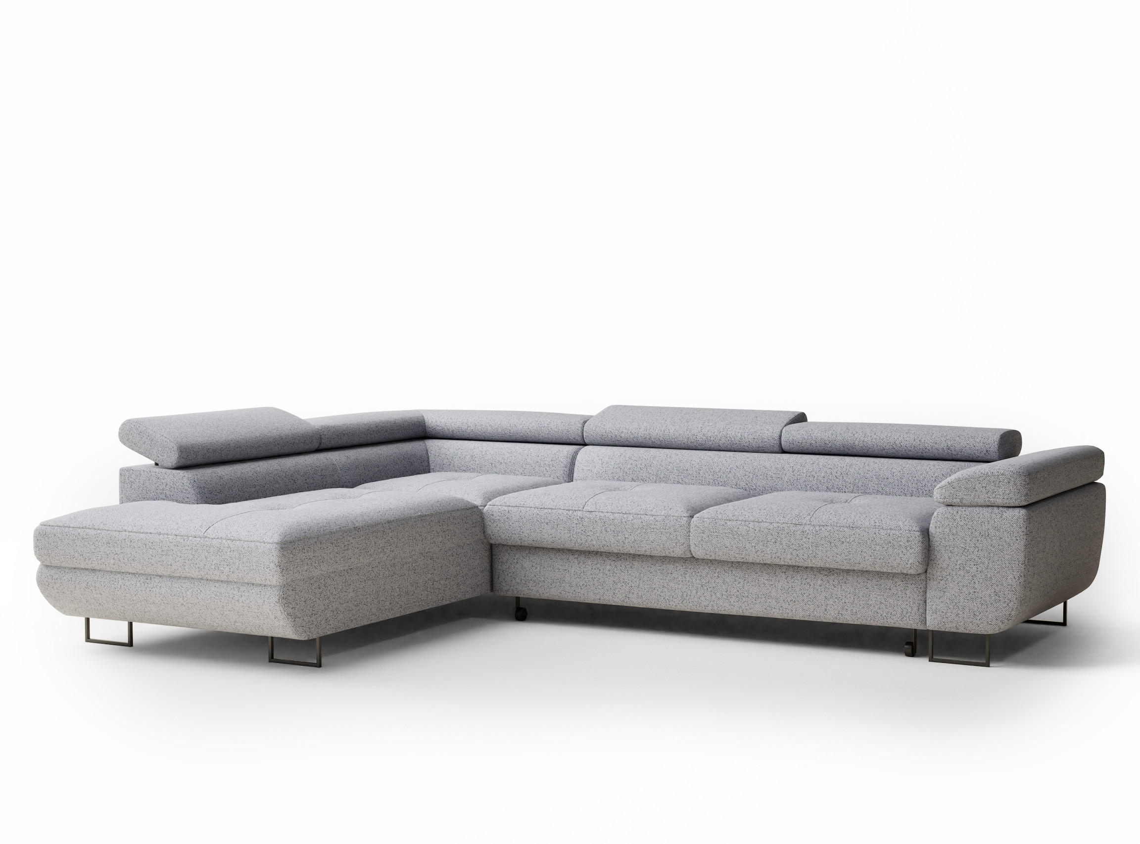ECKSOFA MIT SCHLAFFUNKTION Concord Hellgrau Webstoff - Hellgrau/Schwarz, Holz/Holzwerkstoff (277/203cm) - Maison de Reve