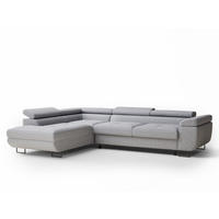 ECKSOFA MIT SCHLAFFUNKTION Concord Hellgrau Webstoff - Hellgrau/Schwarz, Holz/Holzwerkstoff (277/203cm) - Maison de Reve