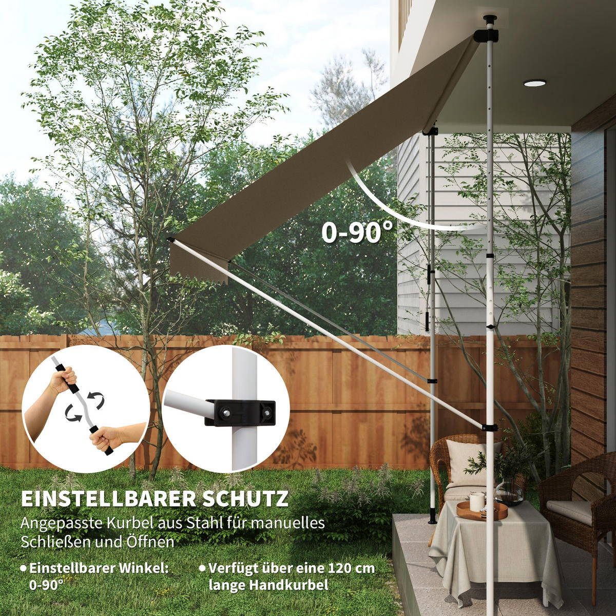 MARKISE, Blau+Weiß, Aluminium, Stahl, Polyester - Beige, Metall (150/280/300cm) - Outsunny