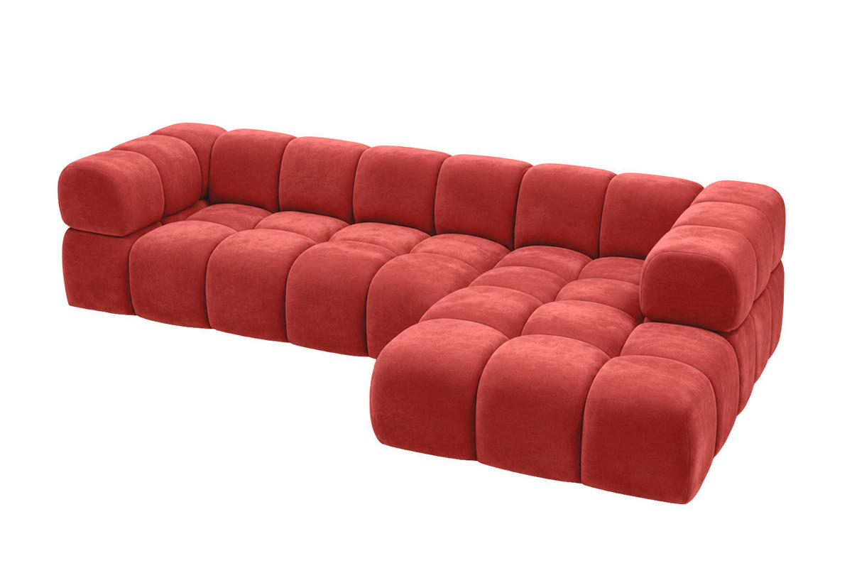 ECKSOFA L-Form, Veloursstoff Bluvel, Rotwein, Rechts, Averro XL - Weinrot, Holz (320/150cm) - Kaiser Möbel
