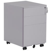 AKTENSCHRANK Metall grau 3 Schubladen mit Rollen Cami - Grau, Metall (39/60/50cm) - Beliani