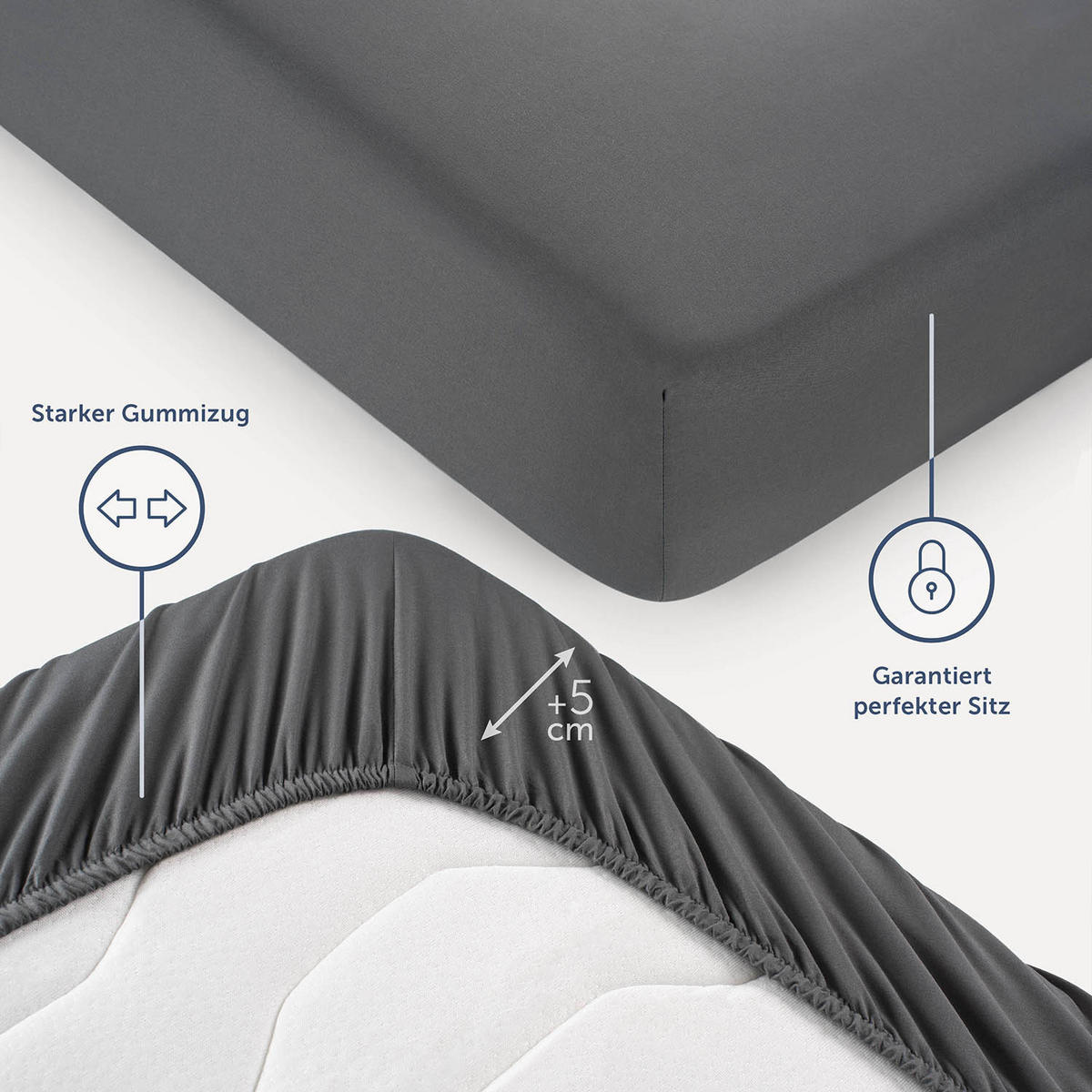 SPANNBETTLAKEN 140/200/30 cm Anthrazit - Anthrazit, Textil (140/200cm) - Blumtal