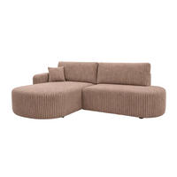 ECKSOFA Mit Schlaffunktion Und Bettkasten, Cordstoff Tilia, Braun, Links, ROUND ONE OPEN XL - Braun, Holz (262/175cm) - Kaiser Möbel