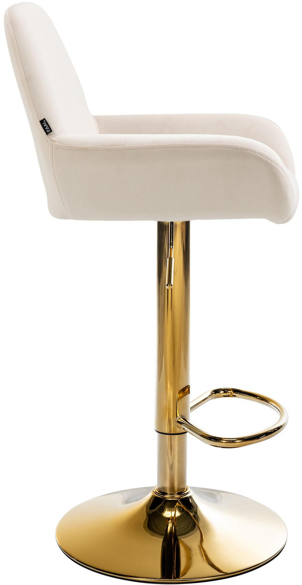BARHOCKER Samt creme - Goldfarben/Creme, Textil/Metall (51/89/52cm) - CLP