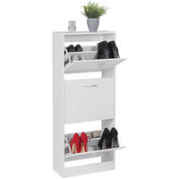 SCHUHSCHRANK – Weiß, 3 Fächer, für ca. 18 Paar Schuhe, 50x125x24 cm - Weiß, Holz (50/125/24cm) - KADIMA DESIGN
