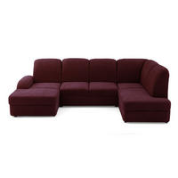 ECKSOFA VIBE U Rechts mit Schlaffunktion 129x263 Chenille Bordeaux - Bordeaux/Schwarz, Holz/Kunststoff (186/102/280cm) - Muffo
