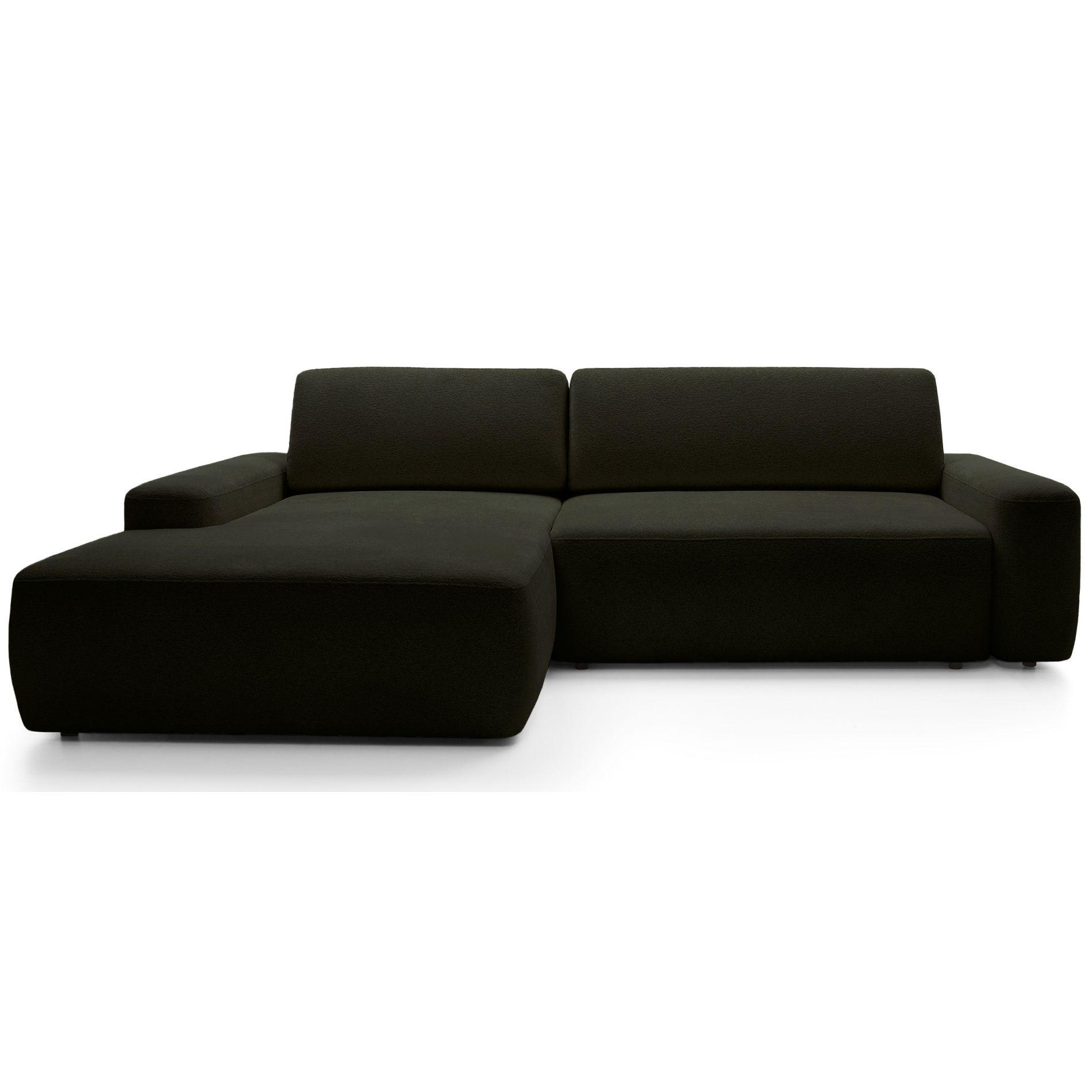 ECKSOFA Baleo Olivgrün Chenille-Bezug - Schwarz/Olivgrün, Kunststoff/Textil (264/162cm) - Selsey
