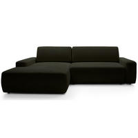 ECKSOFA Baleo Olivgrün Chenille-Bezug - Schwarz/Olivgrün, Kunststoff/Textil (264/162cm) - Selsey