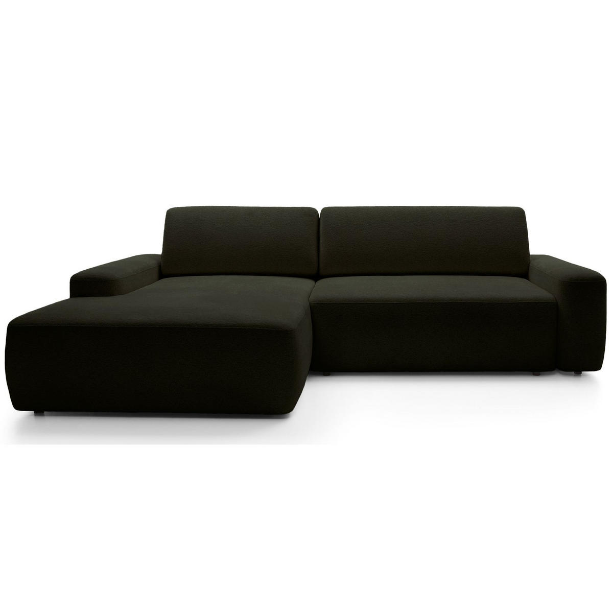 ECKSOFA Baleo Olivgrün Chenille-Bezug - Schwarz/Olivgrün, Kunststoff/Textil (264/162cm) - Selsey