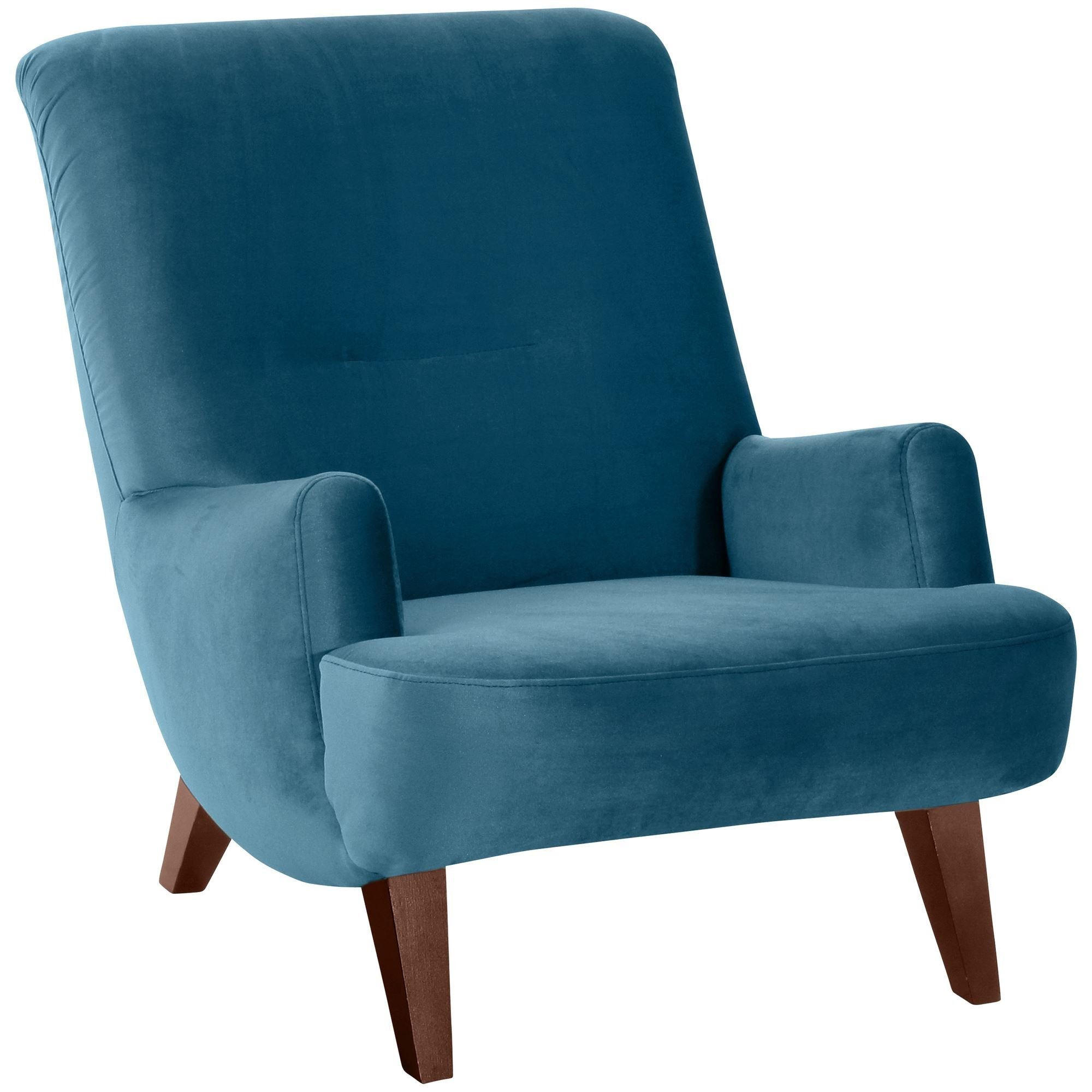 SESSEL Kajsa 71x80x101 Bezug Samtvelours Buche nussbaum/petrol - Nussbaumfarben/Petrol, Kunststoff (101/80/71cm) - 58aufmkessel
