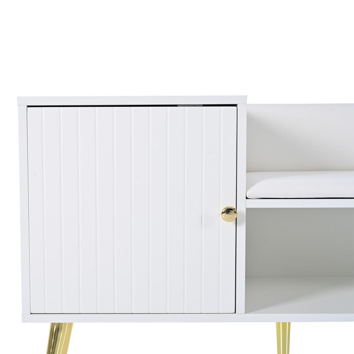 SCHUHBANK Weiß Stauraum Rückenlehne Modern - Weiß, Holzwerkstoff (100/58/38cm) - FLIEKS