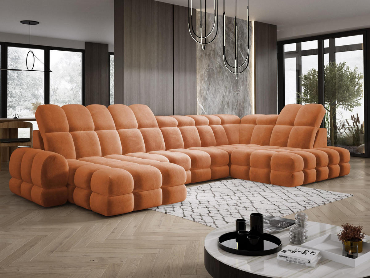 ECKSOFA TOLLO Salvador-stoff U-form 400x217x105 cm orange - Orange, Holz/Textil (217/400cm) - DomoHome