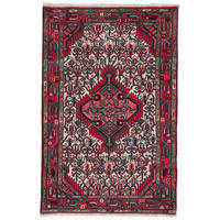 ORIENTTEPPICH handgeknüpft Assadabad Beige, Rot 116/77 cm Schurwolle - Beige/Rot, Textil (77/116cm) - Looma