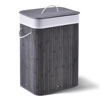 WÄSCHEKORB Curly 72 L grau - Grau, Holz (40/60/30cm) - Juskys