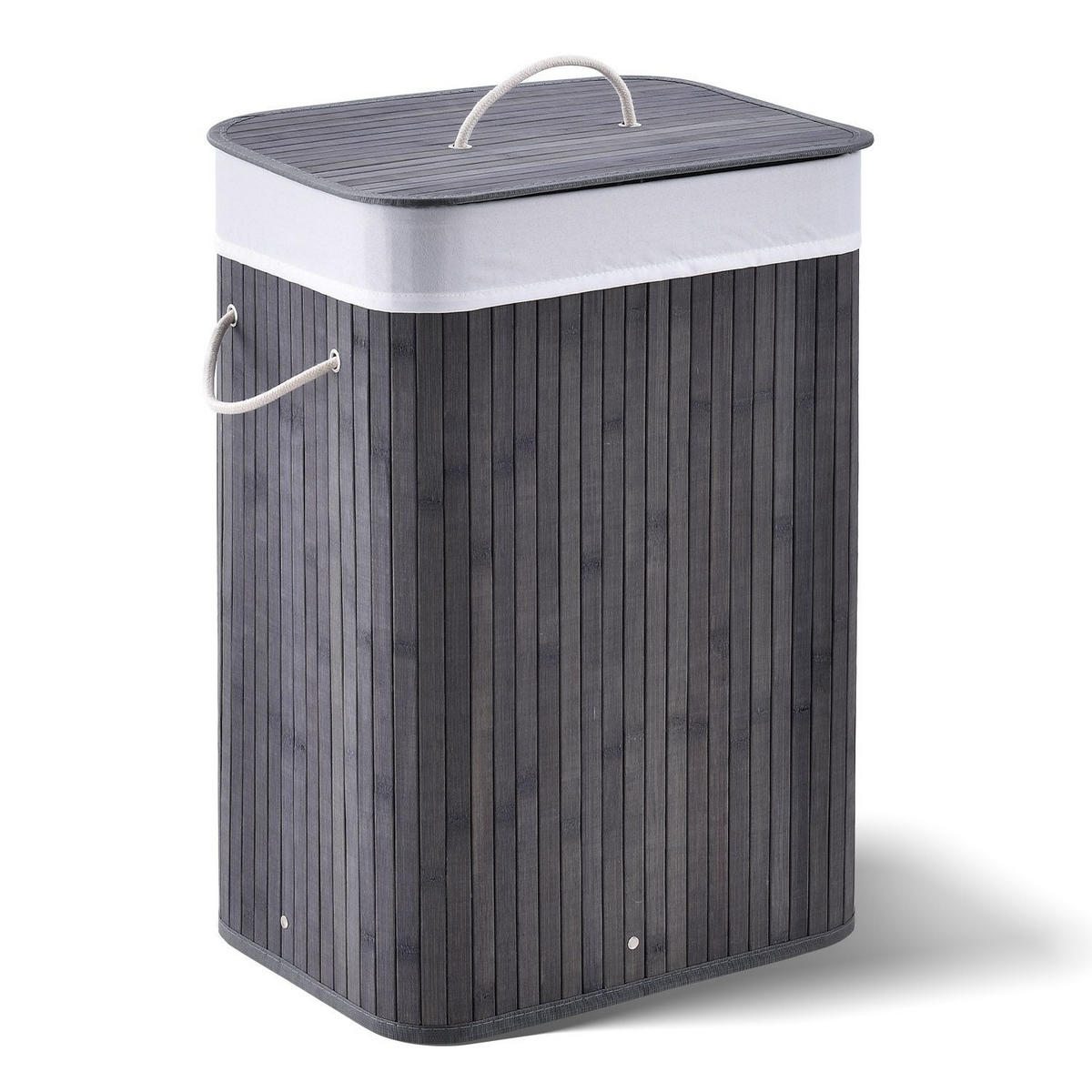 WÄSCHEKORB Curly 72 L grau - Grau, Holz (40/60/30cm) - Juskys