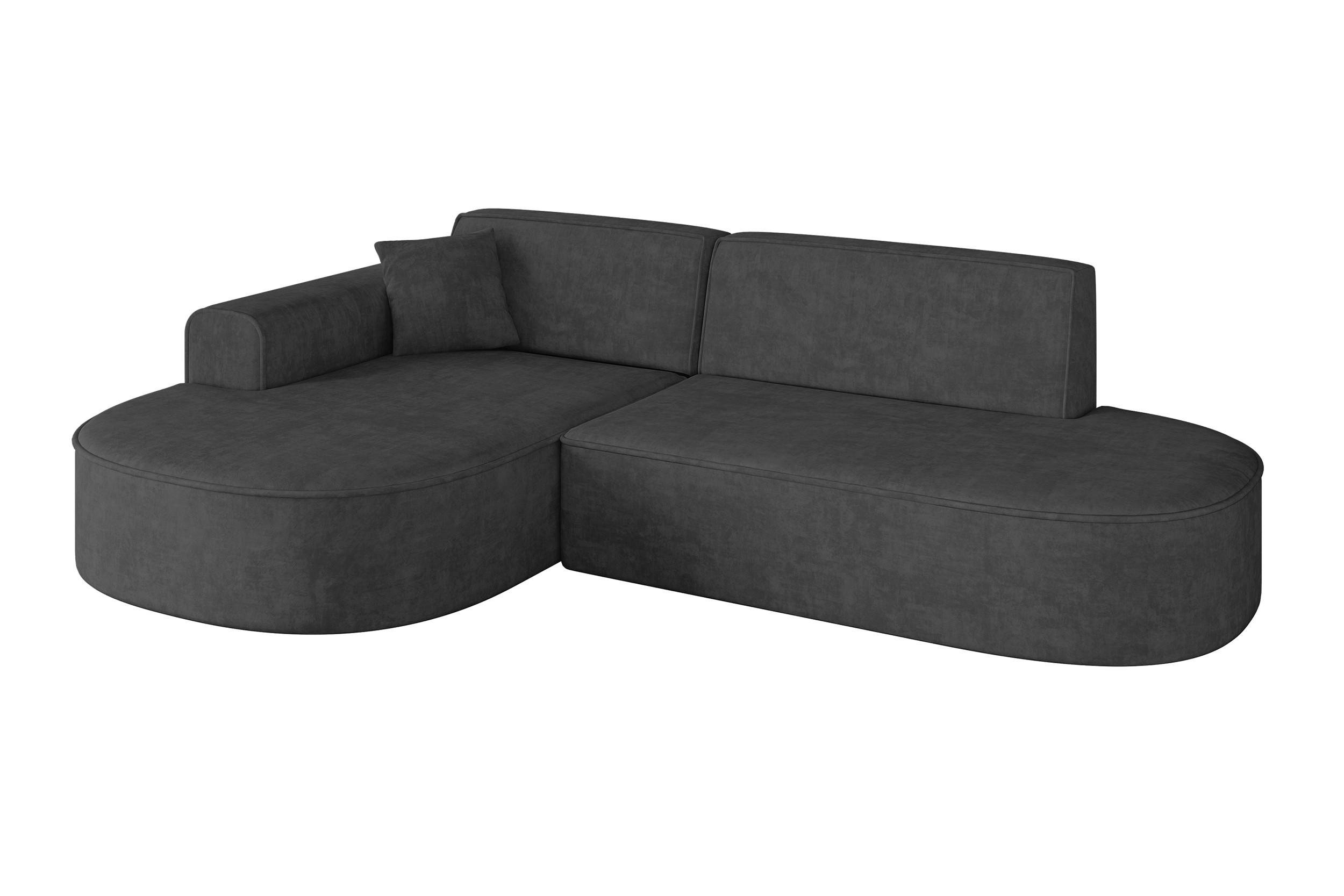 ALTDECOR ROHOVÁ SEDACÍ SOUPRAVA s otomanem vlevo MARI-L1 – 243 x 171 x 79 cm, tmavě šedý velur