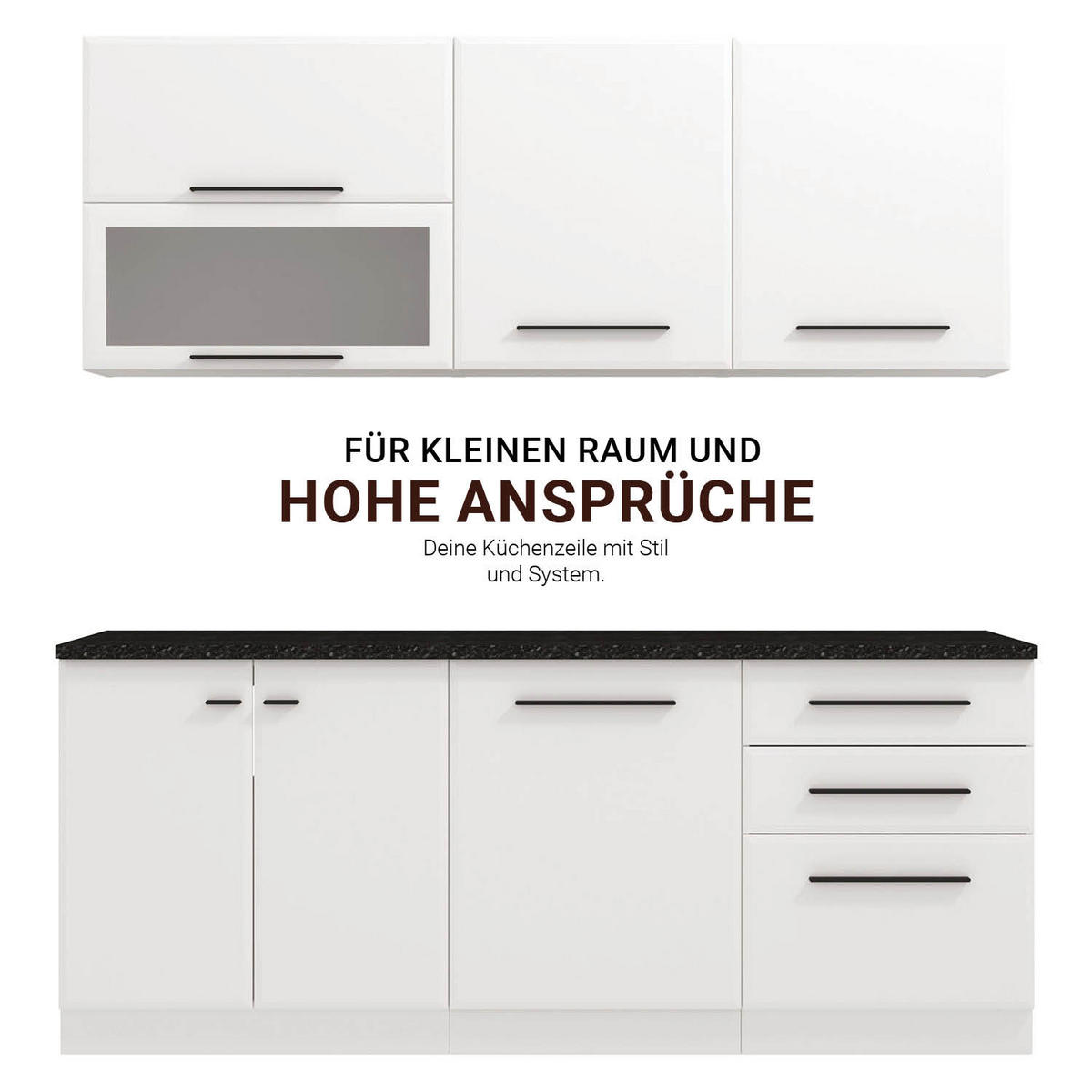 KÜCHENLEERBLOCK 200 cm Weiß - Schwarz/Weiß, Holz (200/206/60cm) - Homestyle4u