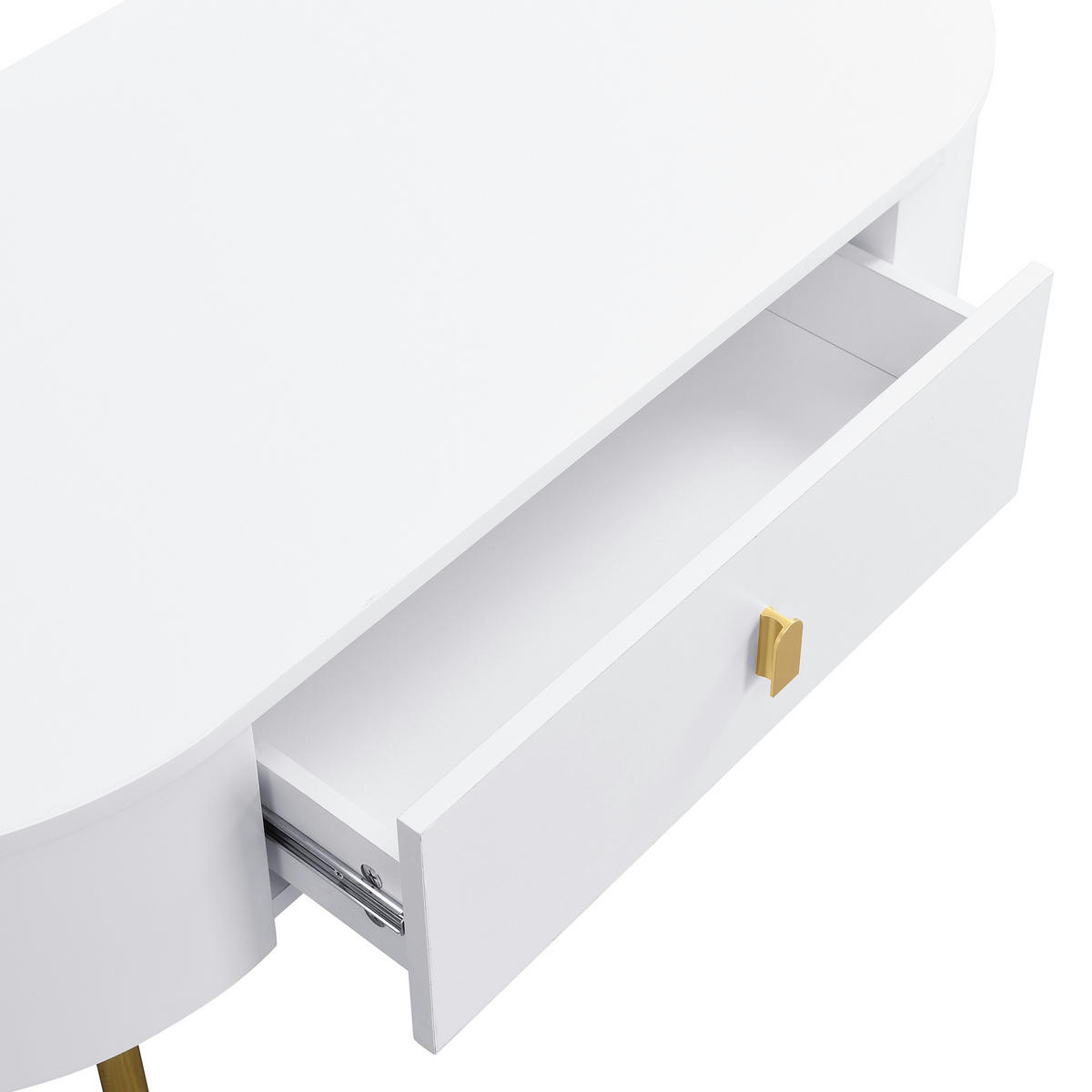 TV-ELEMENT mit Couchtisch - Kombination 2er-Set weiß mit Schubladen goldenen Akzenten - Weiß, Holzwerkstoff (174/41/35cm) - OKWISH