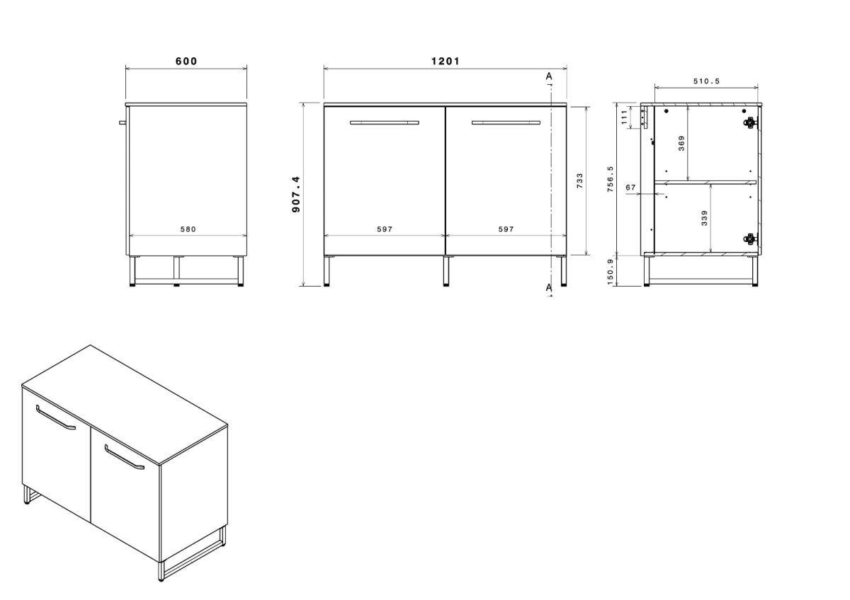 EINBAUKÜCHE grau, Eiche, Küchenzeile Set 6-teilig 360 cm mit viel Stauraum - Eichefarben/Grau, Holzwerkstoff (360/196/60cm) - Parisot Meuble