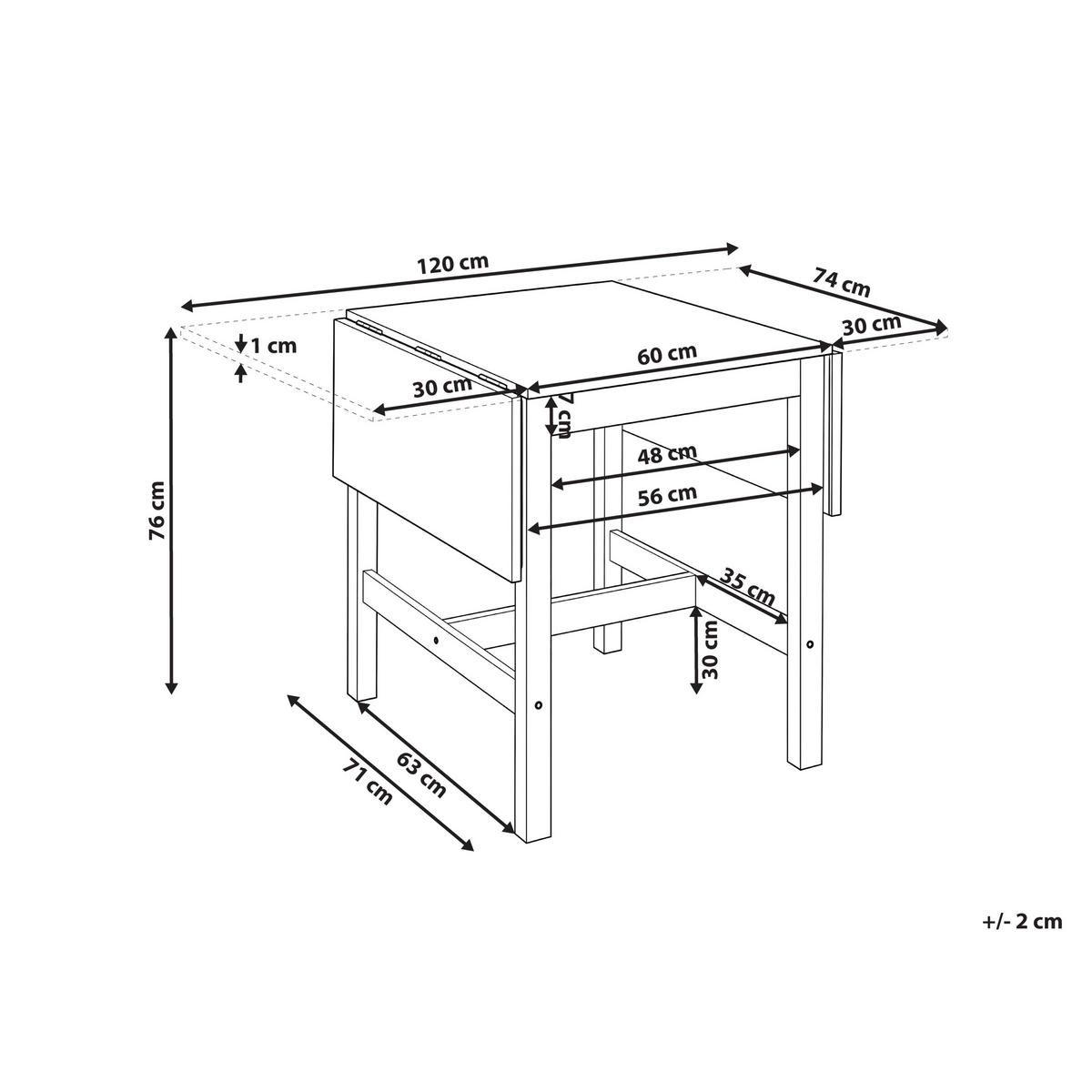 BLAGOVAONSKI STOL izvlačni bijeli 60-120/74 cm borovo drvo Vera - bijela, drvo (60/74/76cm) - Beliani