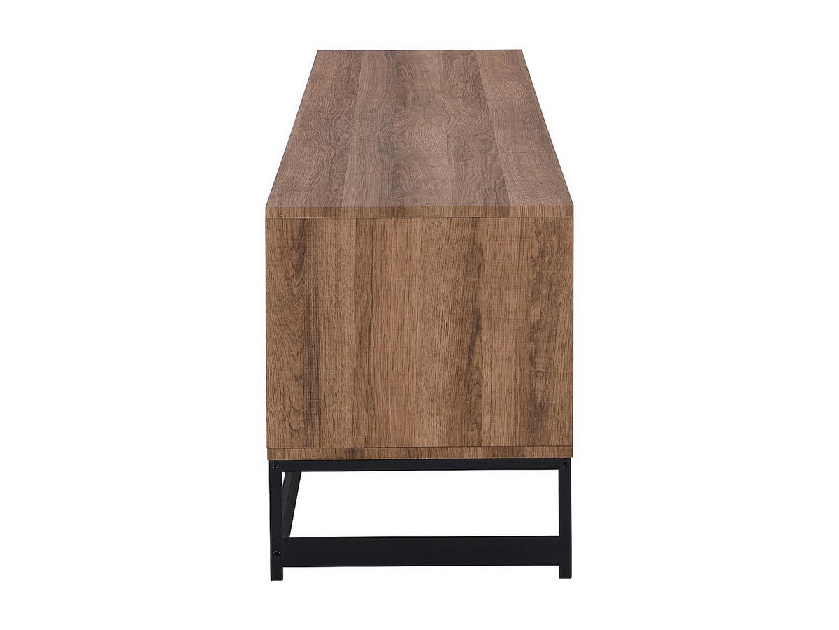 TV Möbel mit 3 Türen & 2 Ablagen - MDF - Naturfarben & Schwarz - CARATANA - Schwarz, Holz (180/50/40cm) - Vente-Unique
