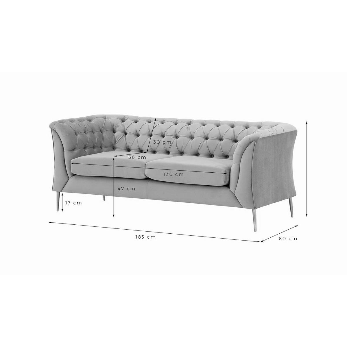 ZWEISITZER-SOFA Chesterfield Modern-Velluto 10 - Grün, Holz/Textil (183/74/80cm)