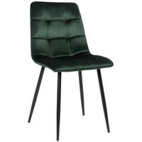 ESSZIMMERSTUHL Till Samt, Gestell Metall matt Schwarz Grün - Schwarz/Grün, Textil/Metall (45/88/52cm) - TPFLiving