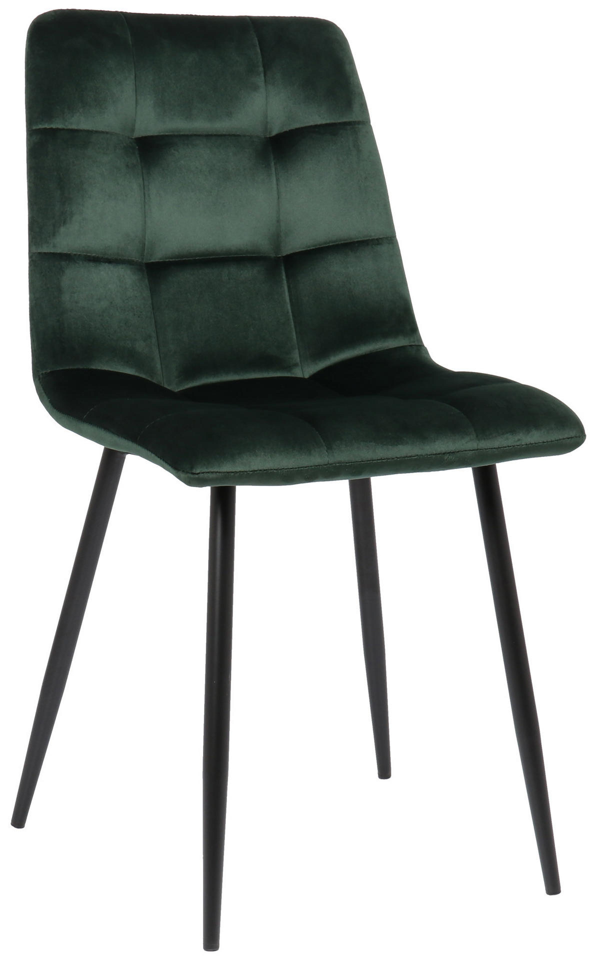 ESSZIMMERSTUHL Till Samt, Gestell Metall matt Schwarz Grün - Schwarz/Grün, Textil/Metall (45/88/52cm) - TPFLiving
