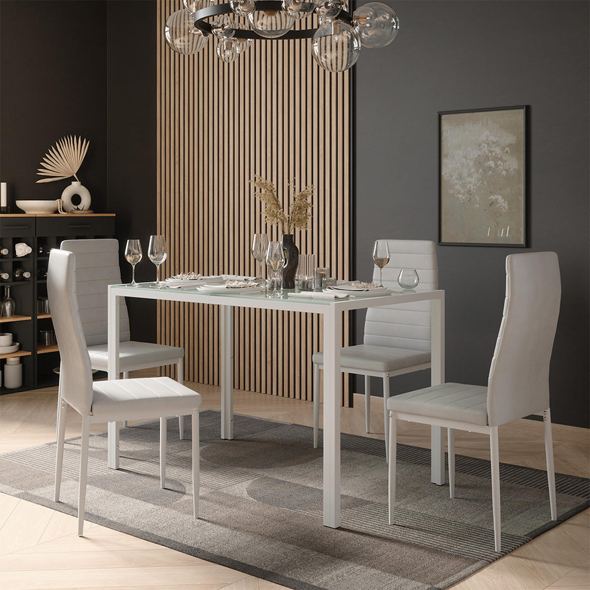 ESSTISCH Grand, Weiß/Weiß, 120 x 70 cm - Weiß, Glas (70/120/74.5cm) - Vicco