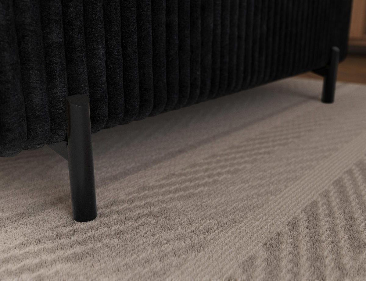 ECKSOFA COLESIO L-Form, Schlaffunktion, Bettkasten, verstellbare Kopfstützen, Wellenfederung, Metallfüße, breiter Cordstoff - Schwarz, Kunststoff/Metall (269/204cm) - Wohnideebilder